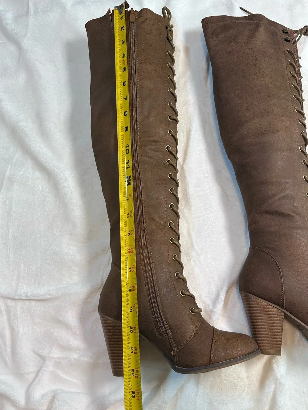 Brown Lace-Up Over-the-Knee Women's Boots